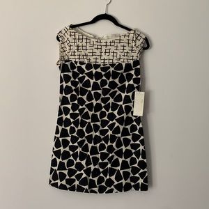 Corey Lynn Calter patterned dress in black geo shapes and cream. Size 2.